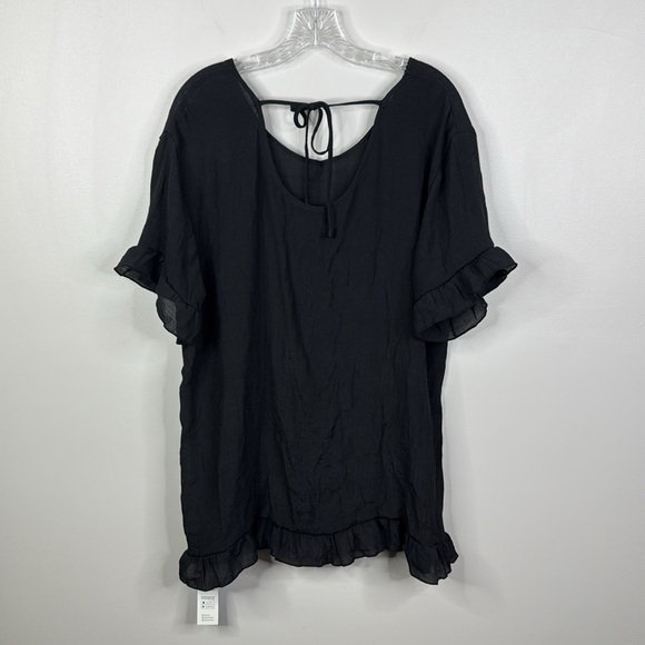 Cupshe NWT Solid Black Ruffled Sheer Swim Beach Pool Cover-Up Dress - Picture 6 of 9